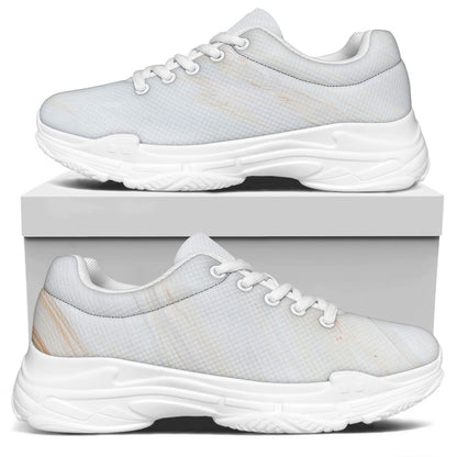 White Brown Smooth Marble Print White Chunky Shoes