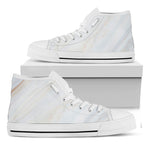 White Brown Smooth Marble Print White High Top Sneakers
