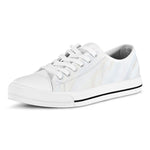 White Brown Smooth Marble Print White Low Top Sneakers