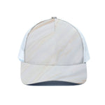 White Brown Smooth Marble Print White Mesh Trucker Cap