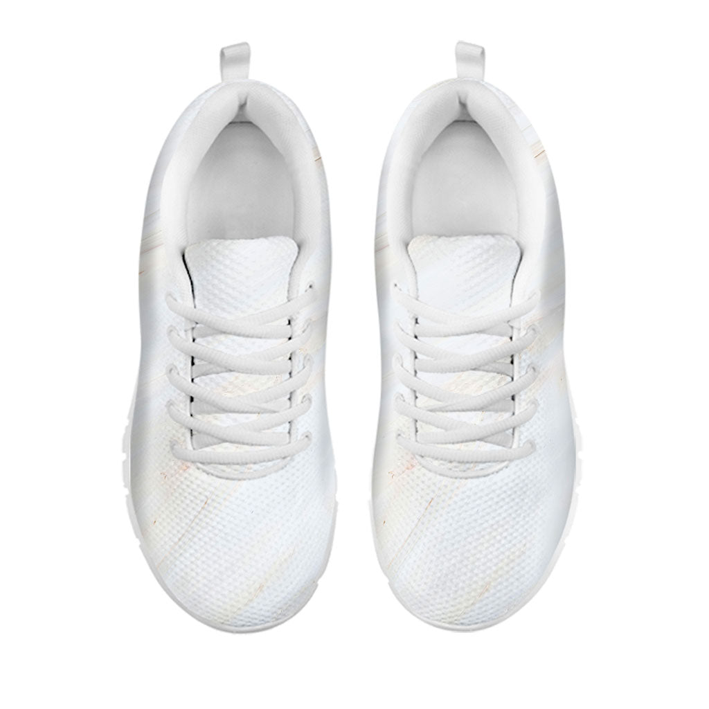 White Brown Smooth Marble Print White Running Shoes