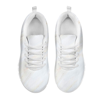 White Brown Smooth Marble Print White Running Shoes