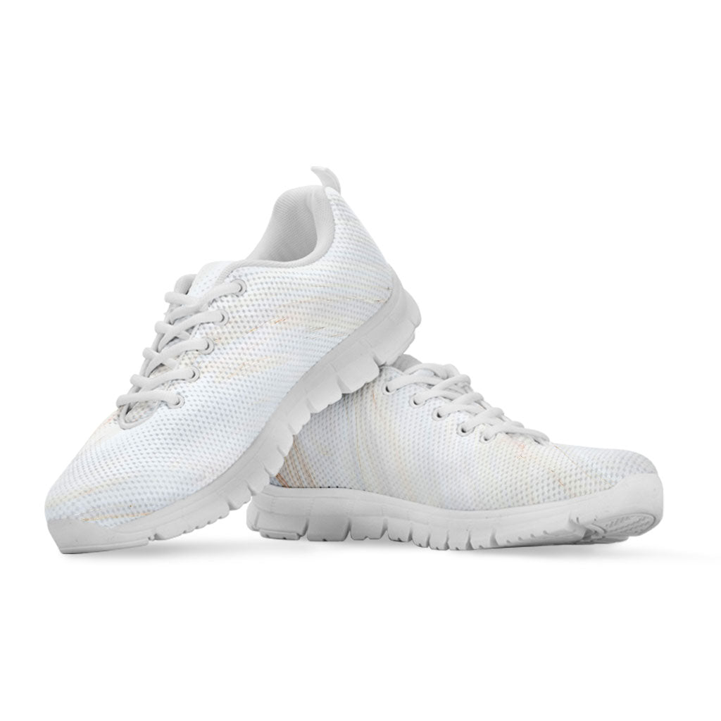 White Brown Smooth Marble Print White Running Shoes