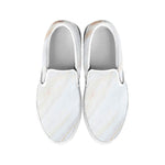 White Brown Smooth Marble Print White Slip On Sneakers