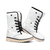 White Brown Smooth Marble Print Winter Boots