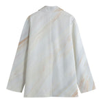White Brown Smooth Marble Print Women's Blazer