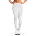 White Brown Smooth Marble Print Women's Leggings