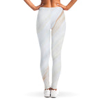 White Brown Smooth Marble Print Women's Leggings