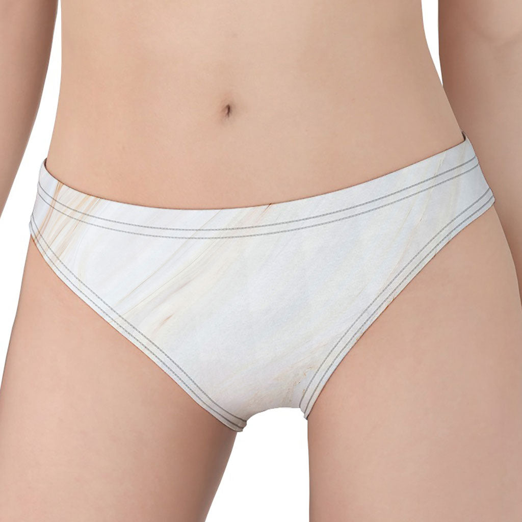 White Brown Smooth Marble Print Women's Panties