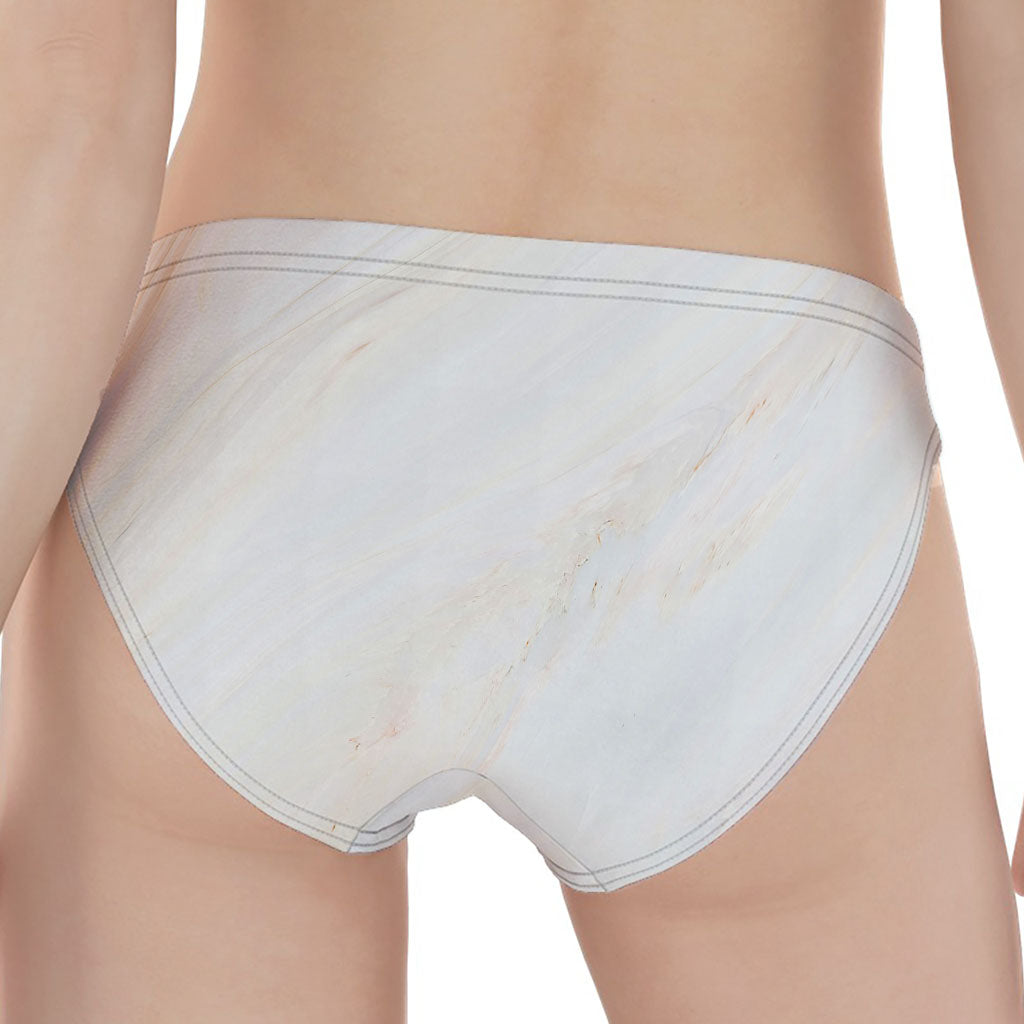 White Brown Smooth Marble Print Women's Panties