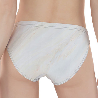 White Brown Smooth Marble Print Women's Panties