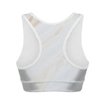 White Brown Smooth Marble Print Women's Sports Bra