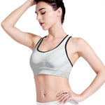 White Brown Smooth Marble Print Women's Sports Bra