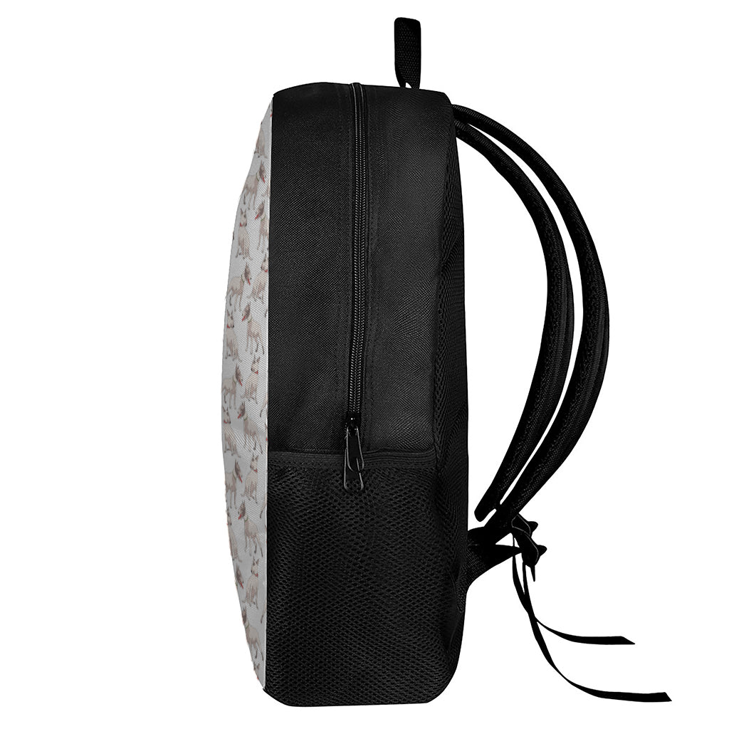 White Bull Terrier Pattern Print 17 Inch Backpack