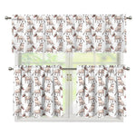 White Bull Terrier Pattern Print 3 Piece Kitchen Curtains