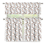 White Bull Terrier Pattern Print 3 Piece Kitchen Curtains