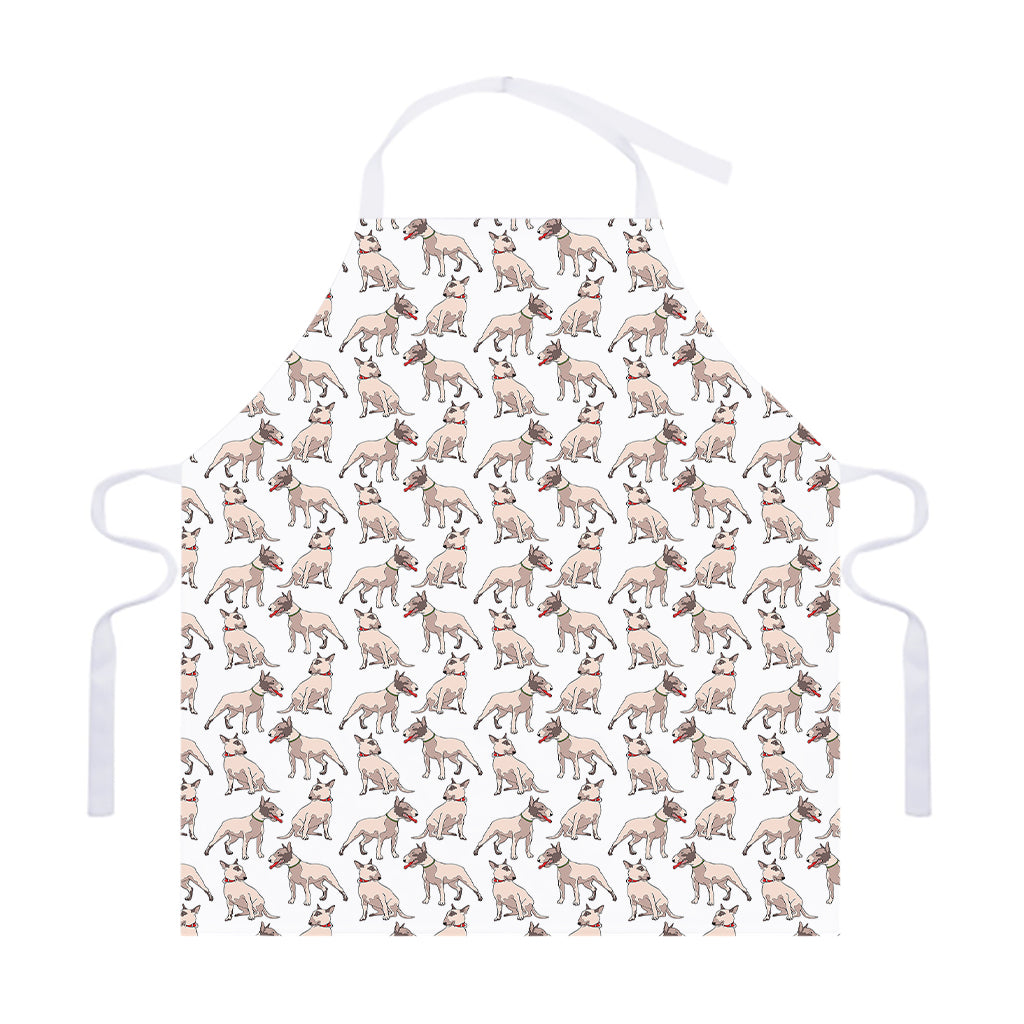 White Bull Terrier Pattern Print Adjustable Apron