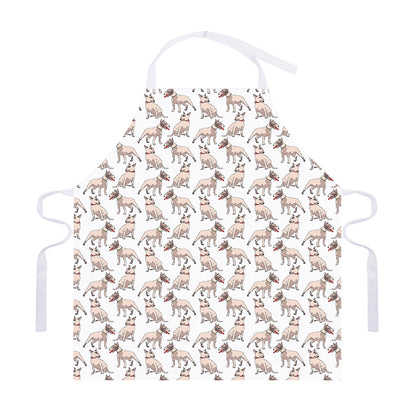 White Bull Terrier Pattern Print Adjustable Apron