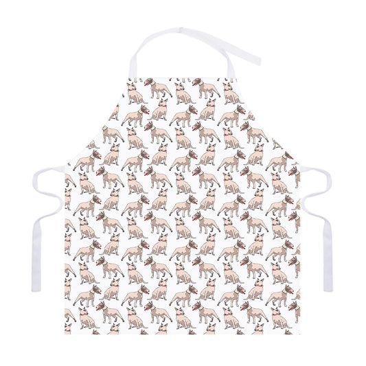 White Bull Terrier Pattern Print Adjustable Apron