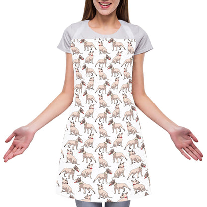 White Bull Terrier Pattern Print Adjustable Apron