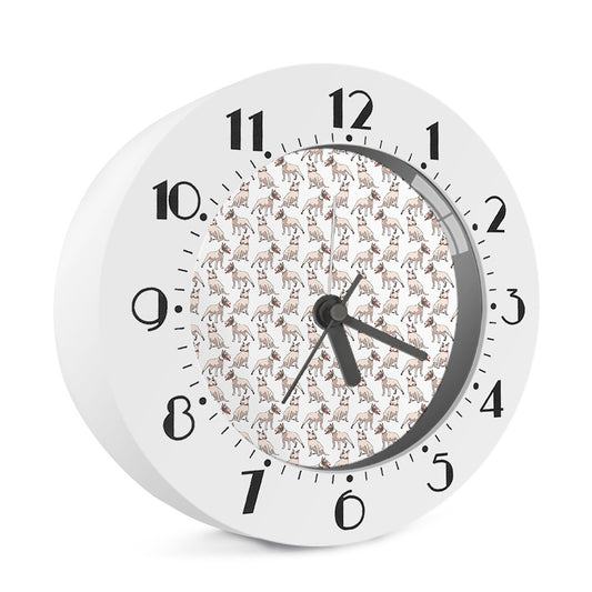 White Bull Terrier Pattern Print Alarm Clock