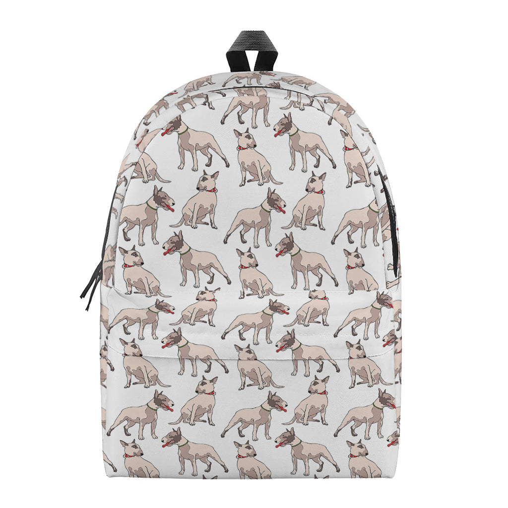 White Bull Terrier Pattern Print Backpack