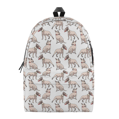 White Bull Terrier Pattern Print Backpack