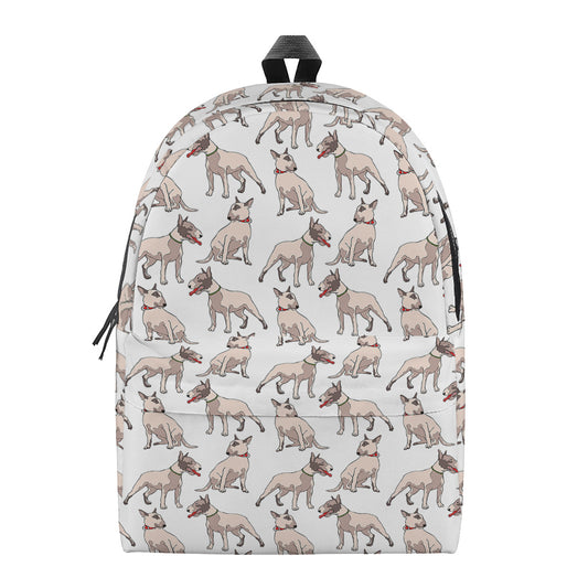 White Bull Terrier Pattern Print Backpack
