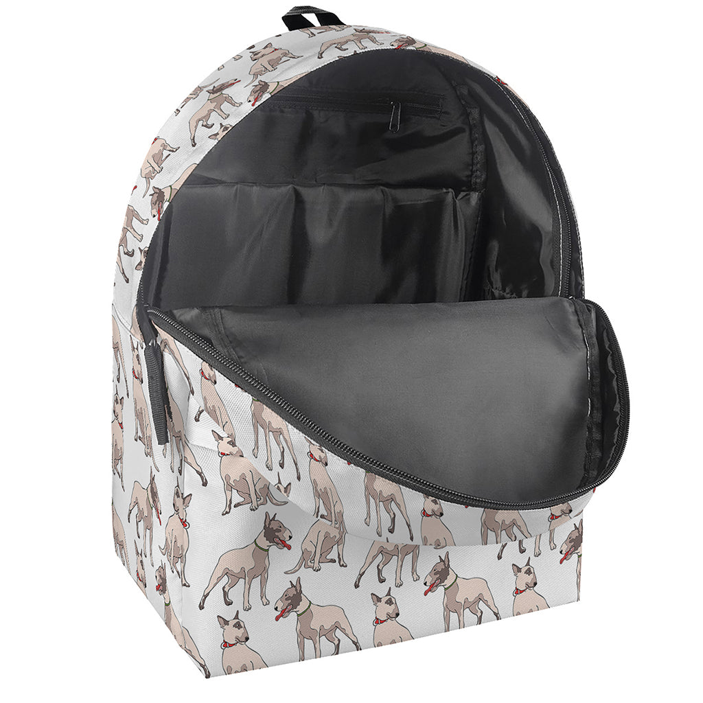 White Bull Terrier Pattern Print Backpack