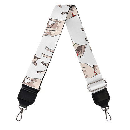 White Bull Terrier Pattern Print Bag Strap
