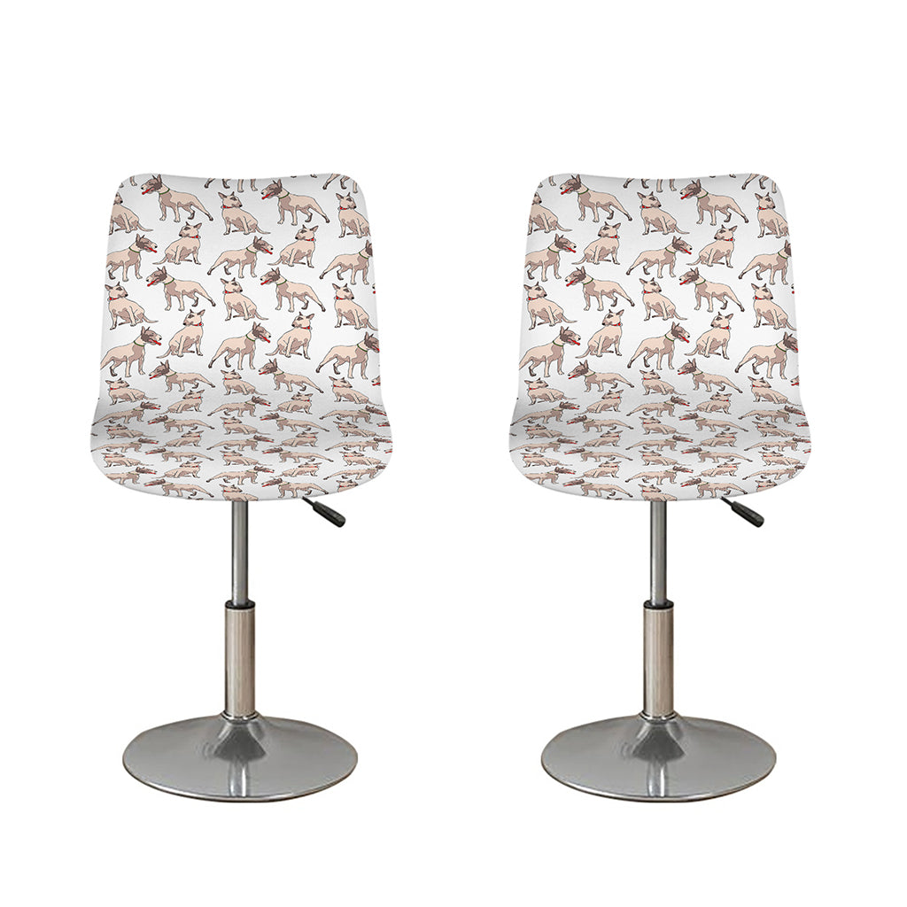 White Bull Terrier Pattern Print Bar Stool Covers