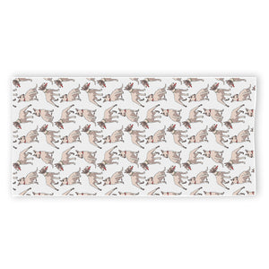 White Bull Terrier Pattern Print Beach Towel