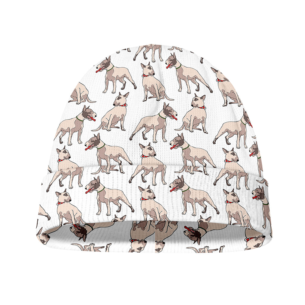 White Bull Terrier Pattern Print Beanie