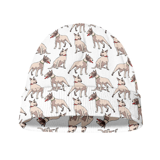 White Bull Terrier Pattern Print Beanie