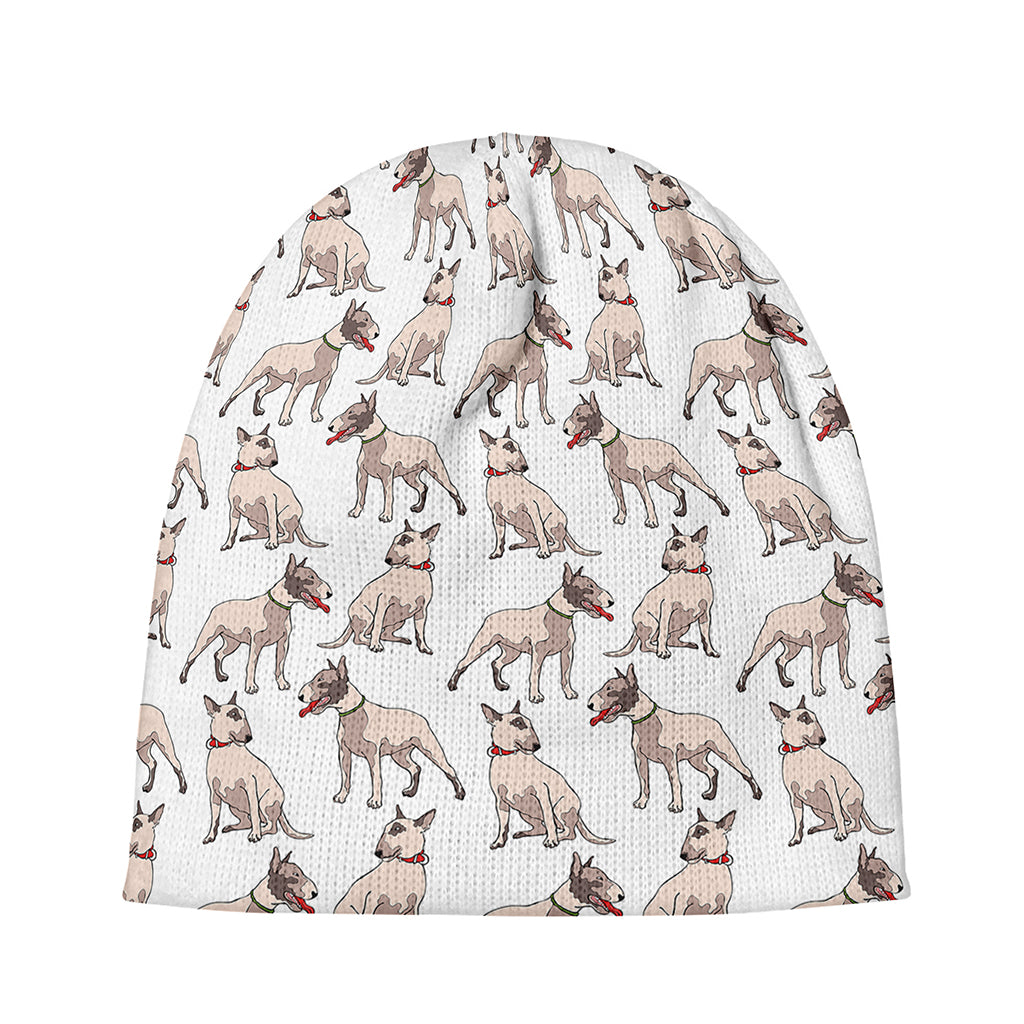 White Bull Terrier Pattern Print Beanie