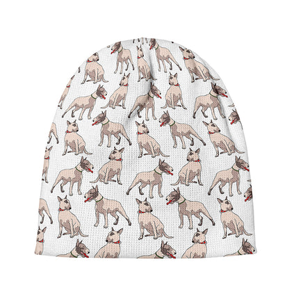 White Bull Terrier Pattern Print Beanie