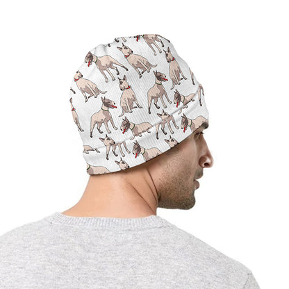 White Bull Terrier Pattern Print Beanie