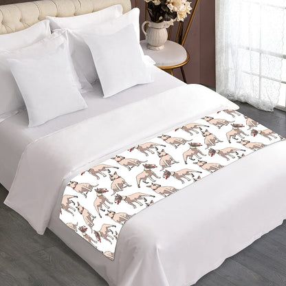 White Bull Terrier Pattern Print Bed Runner