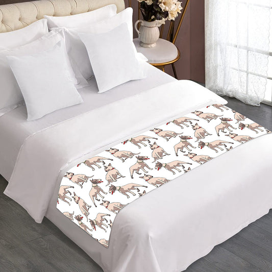 White Bull Terrier Pattern Print Bed Runner