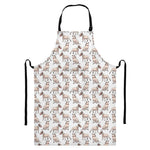 White Bull Terrier Pattern Print Bib Apron With Pocket