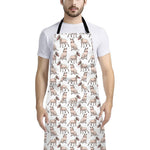 White Bull Terrier Pattern Print Bib Apron With Pocket