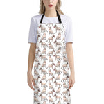 White Bull Terrier Pattern Print Bib Apron With Pocket