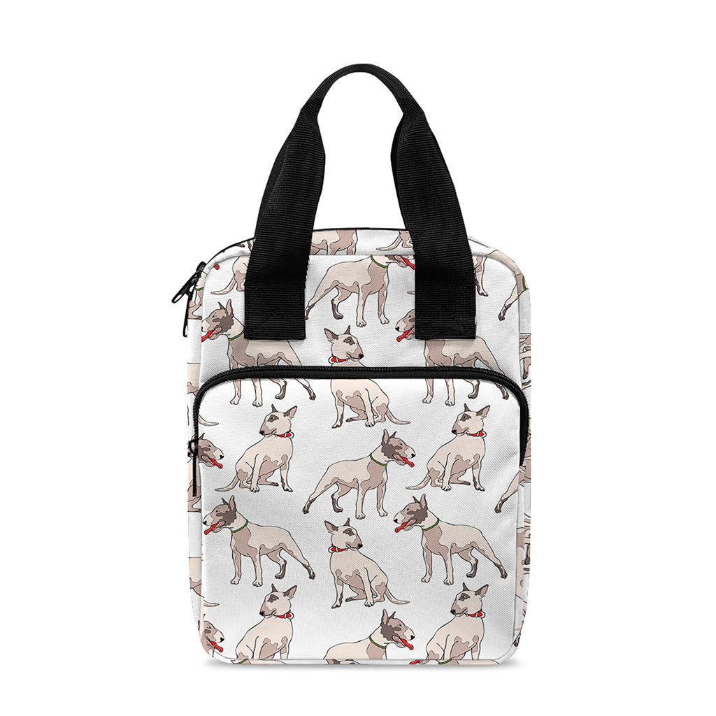 White Bull Terrier Pattern Print Bible Tote Bag