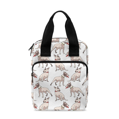 White Bull Terrier Pattern Print Bible Tote Bag