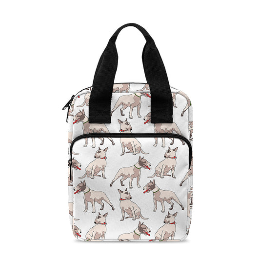 White Bull Terrier Pattern Print Bible Tote Bag