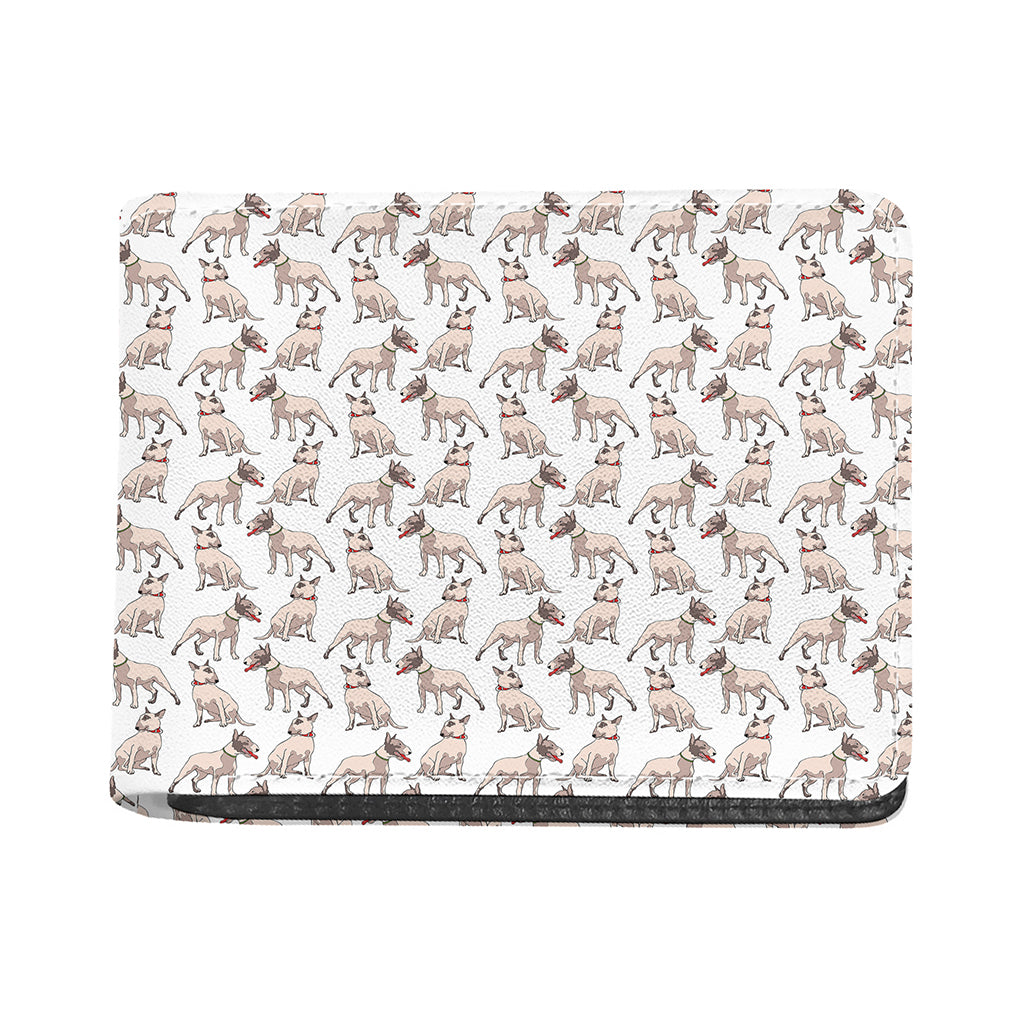 White Bull Terrier Pattern Print Bifold Wallet