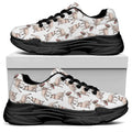 White Bull Terrier Pattern Print Black Chunky Shoes