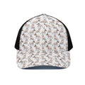 White Bull Terrier Pattern Print Black Mesh Trucker Hat
