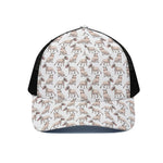 White Bull Terrier Pattern Print Black Mesh Trucker Cap