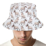 White Bull Terrier Pattern Print Bucket Hat